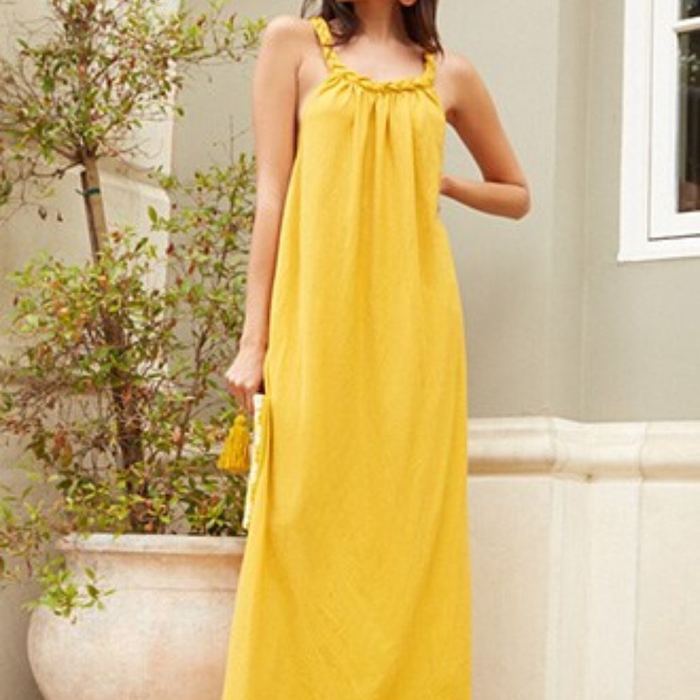 Mustard Braided Cami Maxi Dress NWOT